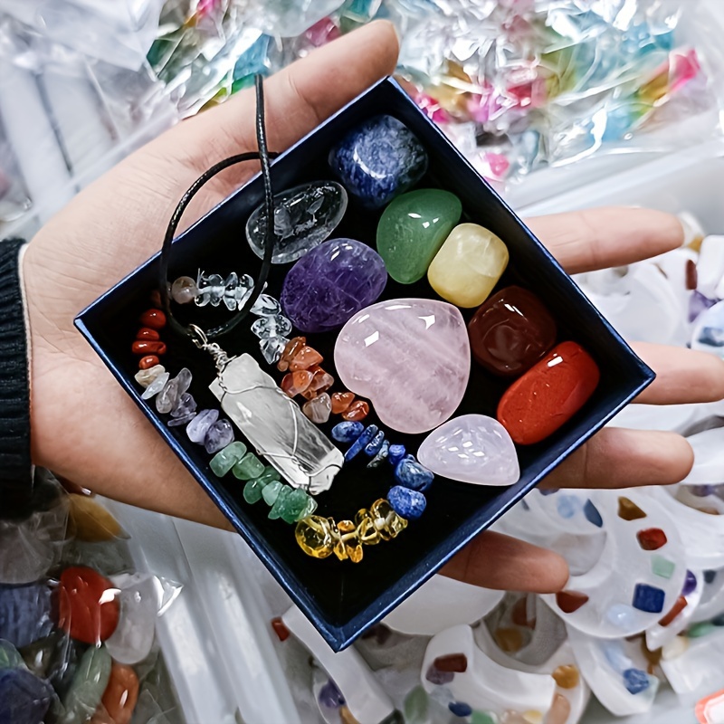 Chakra Stone Set Raw Bracelets Hexagonal Necklaces